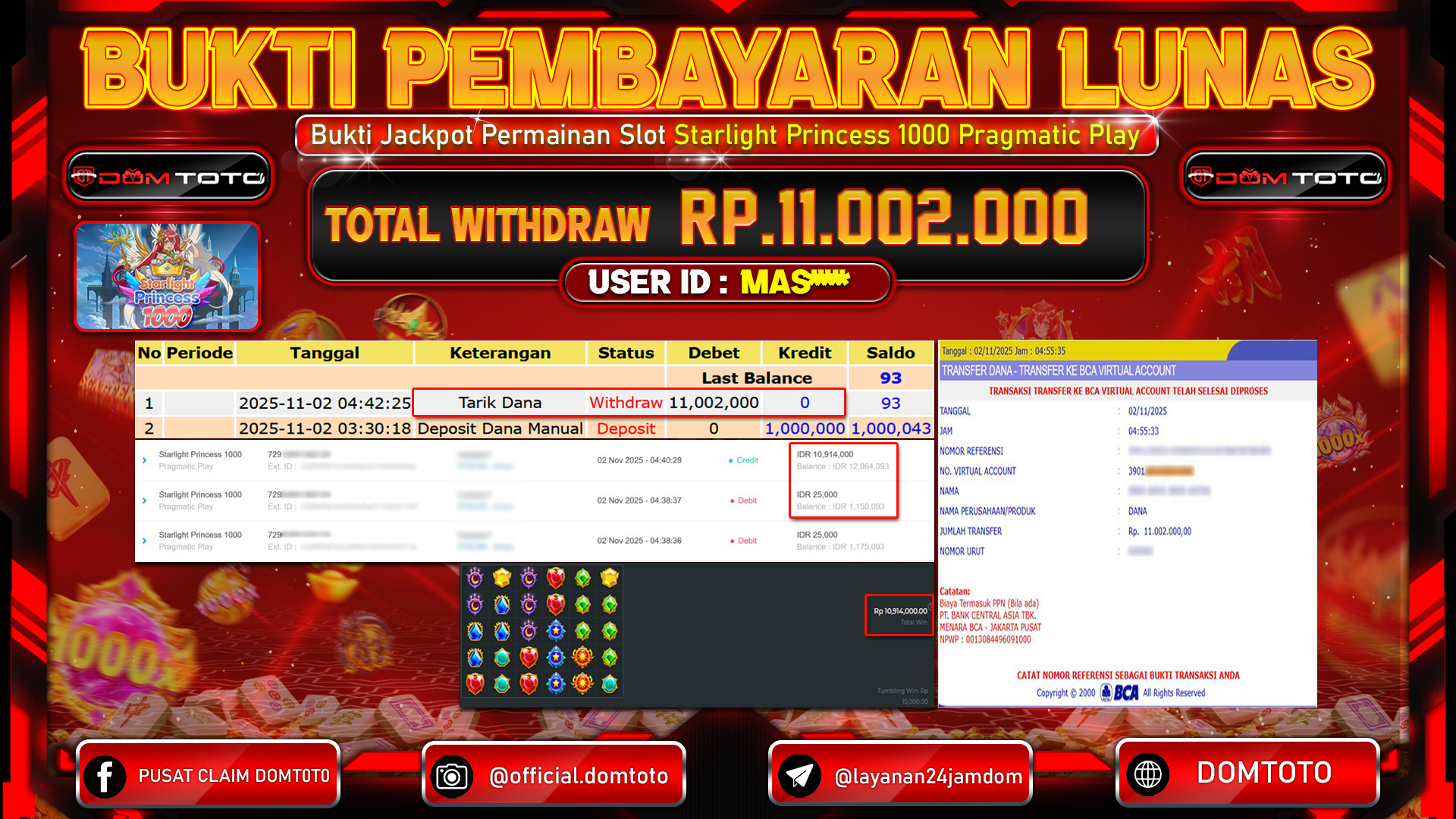 JACKPOT SLOT Starlight Princess 1000 Pragmatic Play 02 NOVEMBER 2025